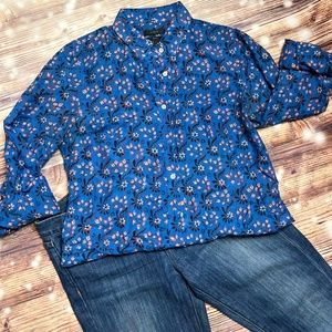 J Crew Flowery Blue button up Size 6